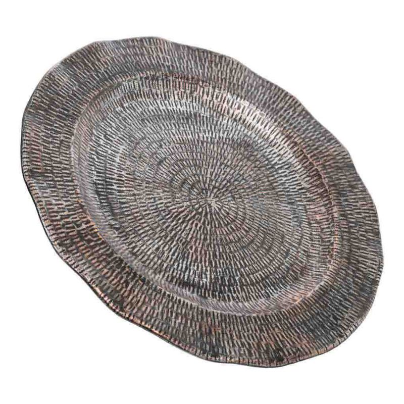 plato decorativo de metal cobre envejecido