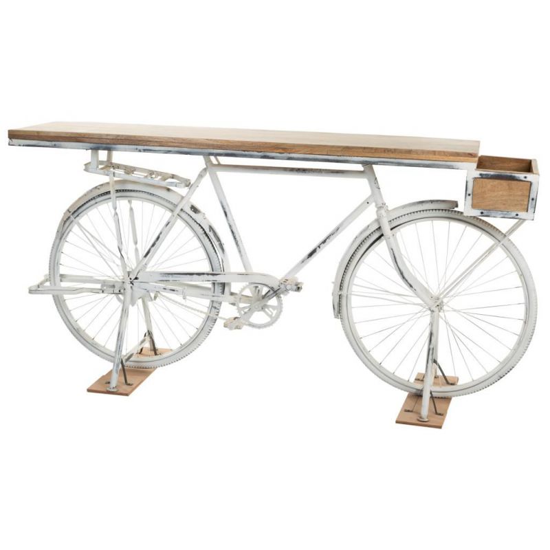 recibidor bicicleta blanco de madera y metal