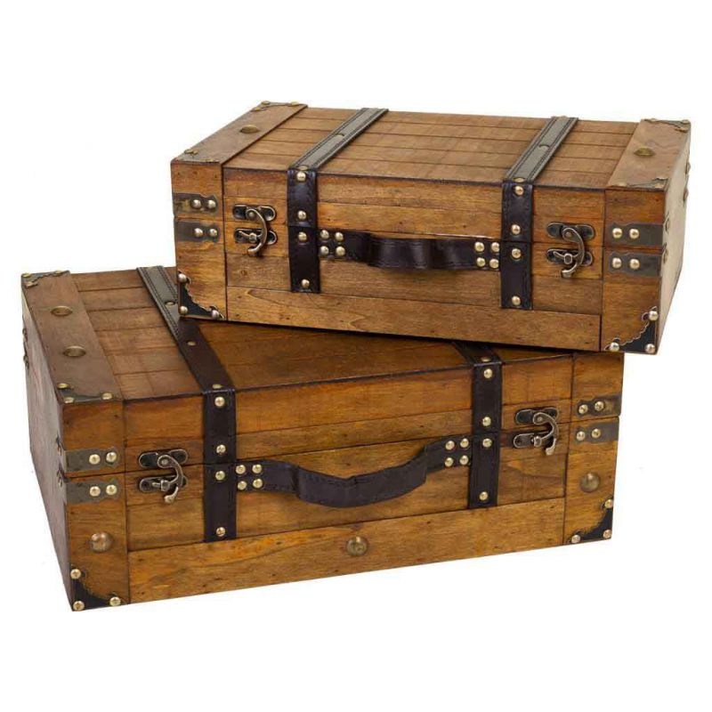maletas de madera lac nogal set 2 pzas