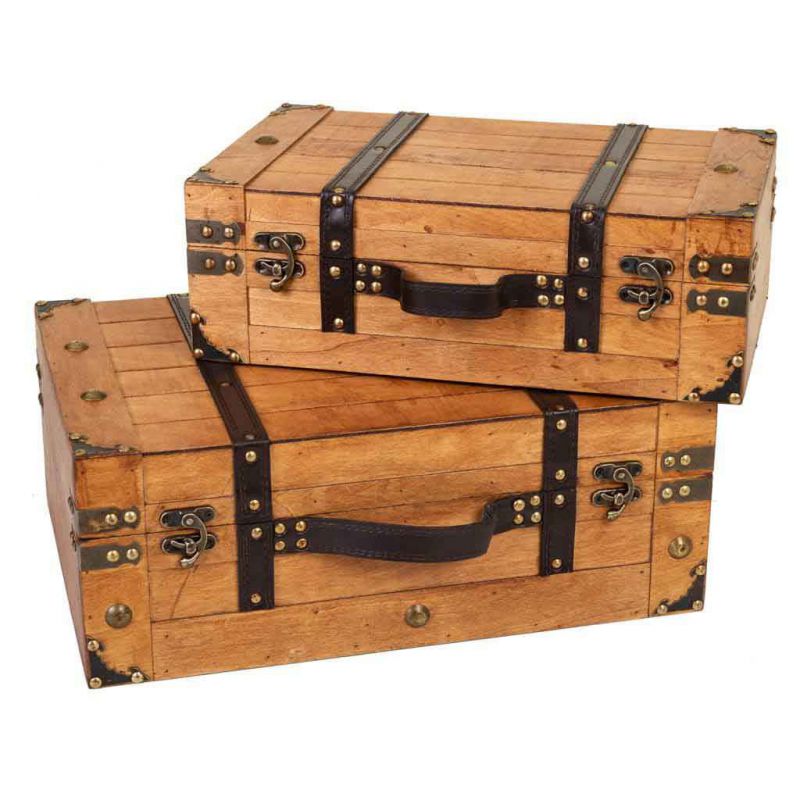 maletas de madera lac miel set 2 pzas