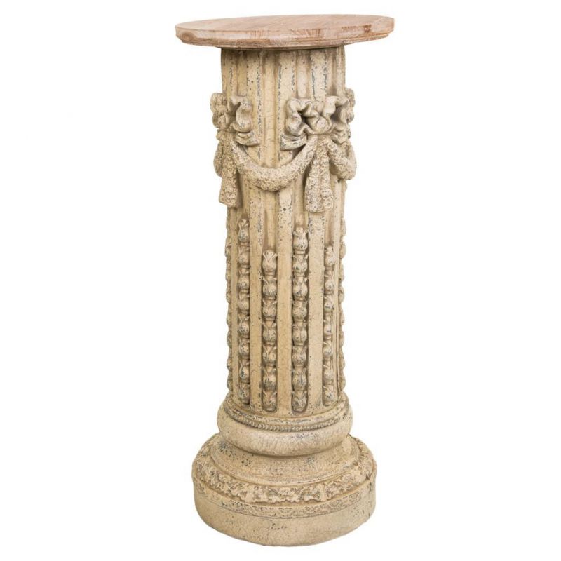 columna de madera y resina tallada