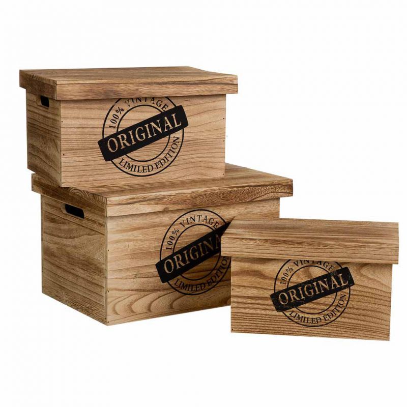 cajas madera set 3 pzas