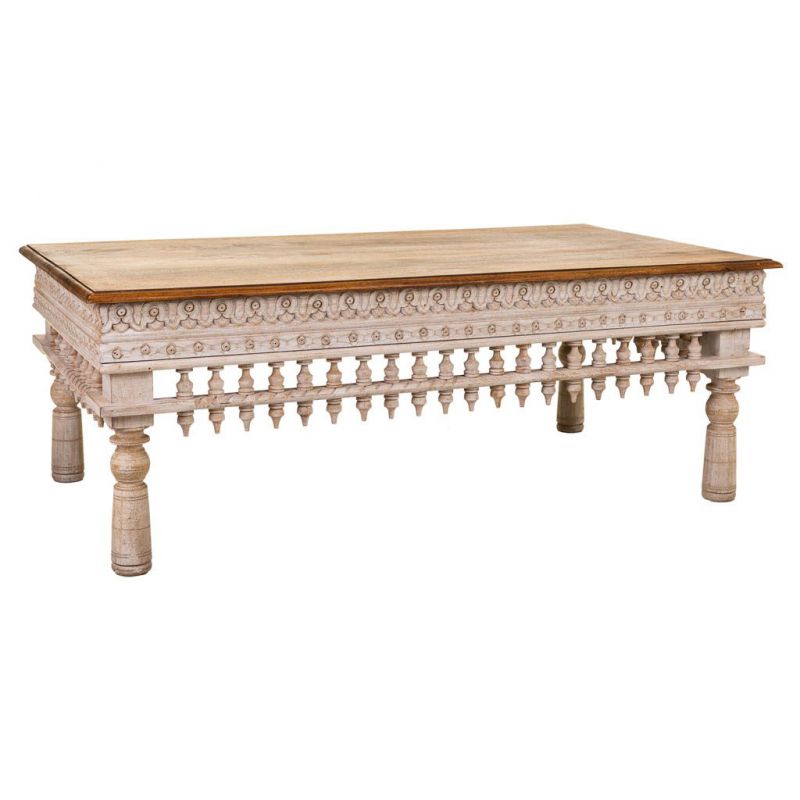 mesa de centro de madera acabado artesanal