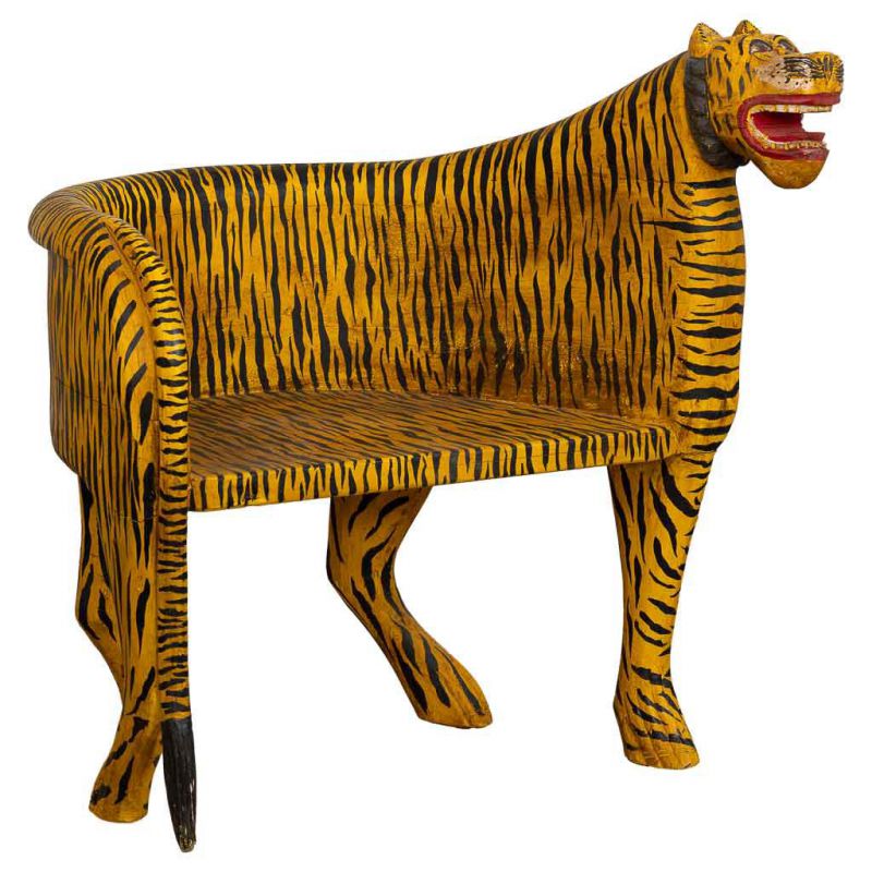 sillon tigre de madera acabado artesanal