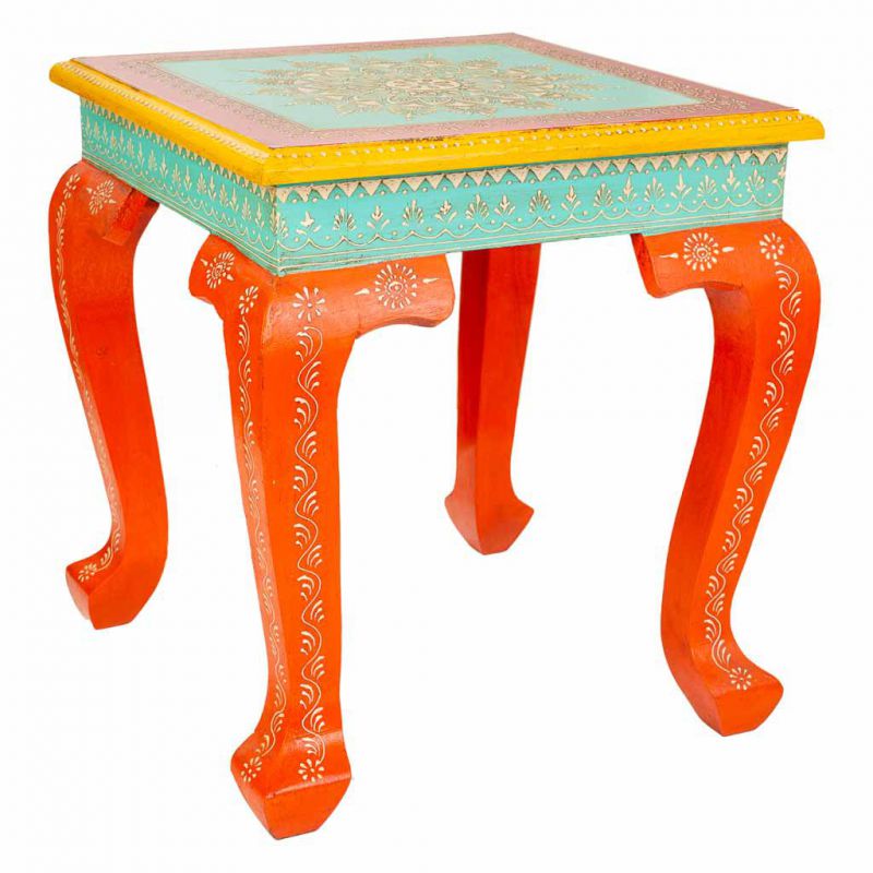 mesa de centro de madera pintada artesanal