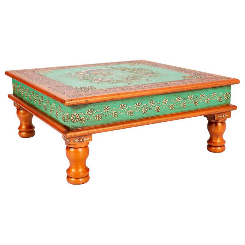 mesa de centro de madera pintado artesanal