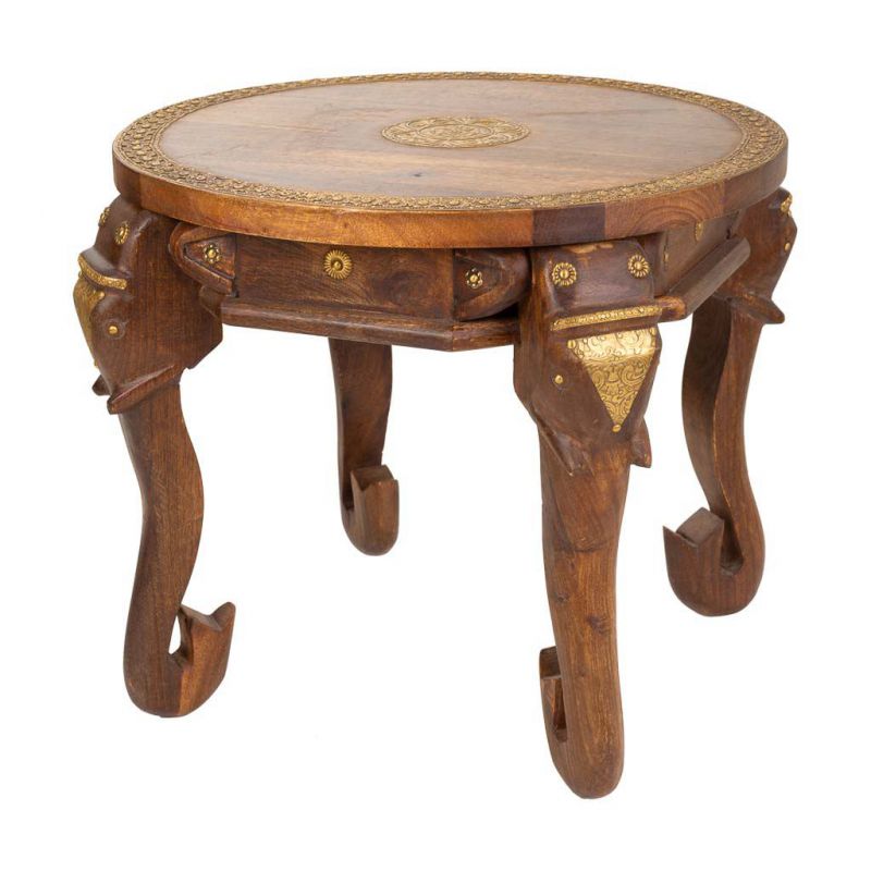 mesa de centro de madera y metal