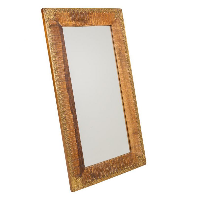 espejo de madera y metal
